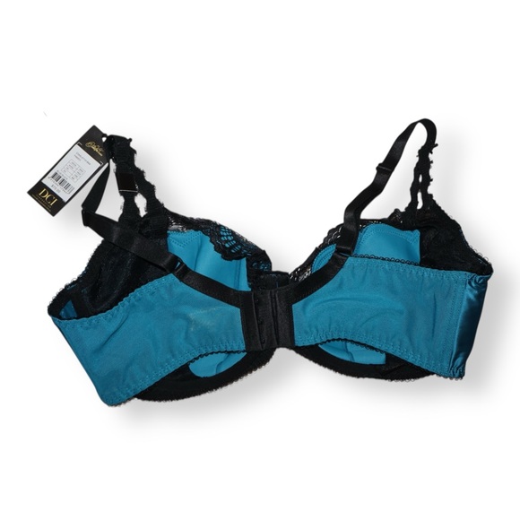Dita Von Teese Starlift Full Figure Bra size 40DD teal with black lace - Picture 4 of 6